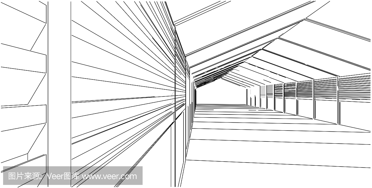 建筑建筑三维插图,抽象建筑背景。